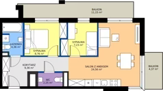3 pokoje, mieszkanie 56,52 m², piętro 4, oferta nr M35, Warszawskie Wzgórze, Kielce, Szydłówek, ul. Warszawska 141