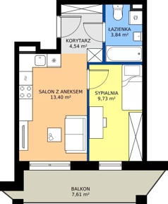 2 pokoje, mieszkanie 31,51 m², piętro 2, oferta nr M19, Warszawskie Wzgórze, Kielce, Szydłówek, ul. Warszawska 141