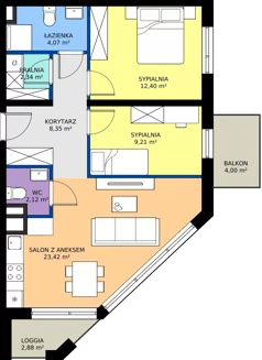 3 pokoje, apartament 61,91 m², piętro 2, oferta nr R102/07, Harmony Garden, Opole, Armii Krajowej, ul. Sosnowskiego / Pużaka