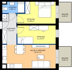3 pokoje, apartament 53,66 m², piętro 1, oferta nr R101/02, Harmony Garden, Opole, Armii Krajowej, ul. Sosnowskiego / Pużaka