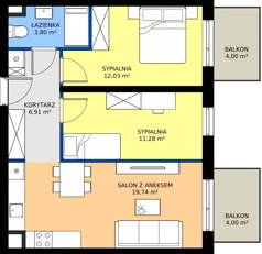 3 pokoje, apartament 53,76 m², piętro 3, oferta nr R103/02, Harmony Garden, Opole, Armii Krajowej, ul. Sosnowskiego / Pużaka