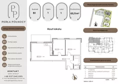 3 pokoje, mieszkanie 65,11 m², piętro 1, oferta nr B1.1_1, Perła Północy II, Szczecin, Północ, Stołczyn, ul. Władysława Nehringa