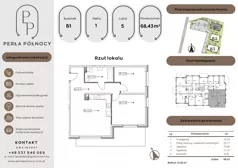 3 pokoje, mieszkanie 68,43 m², piętro 1, oferta nr B1.1_5, Perła Północy II, Szczecin, Północ, Stołczyn, ul. Władysława Nehringa