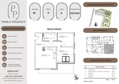 3 pokoje, mieszkanie 63,74 m², piętro 2, oferta nr B1.2_4, Perła Północy II, Szczecin, Północ, Stołczyn, ul. Władysława Nehringa