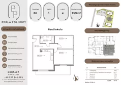 3 pokoje, mieszkanie 73,18 m², piętro 1, oferta nr B2.1_4, Perła Północy II, Szczecin, Północ, Stołczyn, ul. Władysława Nehringa