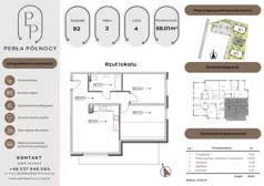 3 pokoje, mieszkanie 68,01 m², piętro 2, oferta nr B2.2_4, Perła Północy II, Szczecin, Północ, Stołczyn, ul. Władysława Nehringa