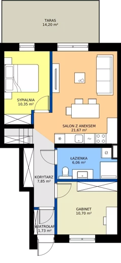3 pokoje, mieszkanie 58,36 m², parter, oferta nr C2.M3, Nefrytowa Park, Rzeszów, Załęże, ul. Nefrytowa