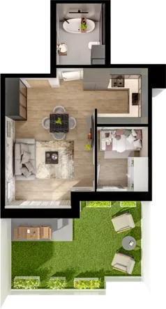 2 pokoje, mieszkanie 39,30 m², parter, oferta nr 3, Cicha 21, Mińsk Mazowiecki, ul. Cicha 21