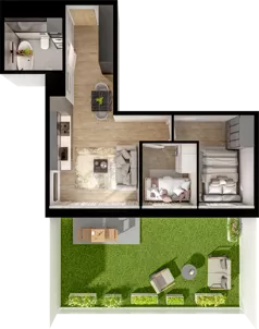 3 pokoje, mieszkanie 43,10 m², parter, oferta nr 2, Cicha 21, Mińsk Mazowiecki, ul. Cicha 21