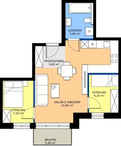 3 pokoje, mieszkanie 46,50 m², piętro 1, oferta nr 7, Cicha 21, Mińsk Mazowiecki, ul. Cicha 21