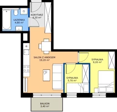 3 pokoje, mieszkanie 43,10 m², piętro 1, oferta nr 6, Cicha 21, Mińsk Mazowiecki, ul. Cicha 21