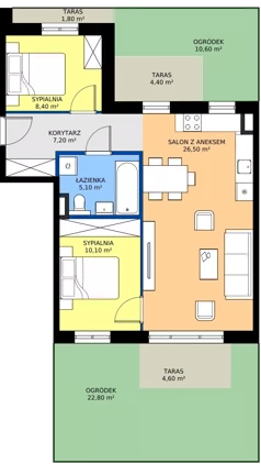 3 pokoje, mieszkanie 57,30 m², parter, oferta nr 20, Cicha 21, Mińsk Mazowiecki, ul. Cicha 21