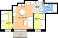 3 pokoje, mieszkanie 45,90 m², piętro 1, oferta nr 8, Cicha 21, Mińsk Mazowiecki, ul. Cicha 21
