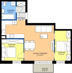 3 pokoje, mieszkanie 53,40 m², piętro 1, oferta nr 27, Cicha 21, Mińsk Mazowiecki, ul. Cicha 21