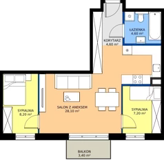 3 pokoje, mieszkanie 52,70 m², piętro 1, oferta nr 28, Cicha 21, Mińsk Mazowiecki, ul. Cicha 21