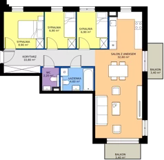 4 pokoje, mieszkanie 72,90 m², piętro 1, oferta nr 45, Cicha 21, Mińsk Mazowiecki, ul. Cicha 21