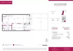 2 pokoje, mieszkanie 38,38 m², parter, oferta nr 2.1/0/M6, Lechicka 65, Poznań, Piątkowo, ul. Lechicka 65