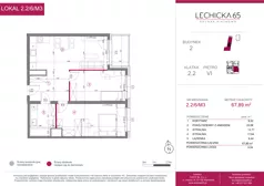 3 pokoje, mieszkanie 67,89 m², piętro 6, oferta nr 2.2/6/M3, Lechicka 65, Poznań, Piątkowo, ul. Lechicka 65