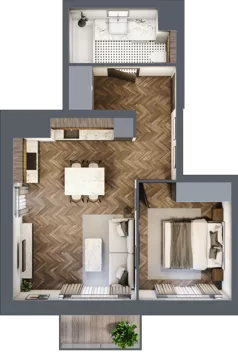 2 pokoje, mieszkanie 43,67 m², piętro 2, oferta nr 1/2/M7, Lechicka 65, Poznań, Piątkowo, ul. Lechicka 65