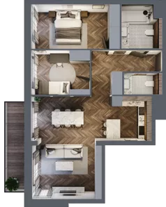 3 pokoje, mieszkanie 70,61 m², piętro 2, oferta nr 1/2/M8, Lechicka 65, Poznań, Piątkowo, ul. Lechicka 65