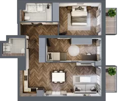 3 pokoje, mieszkanie 69,63 m², piętro 2, oferta nr 1/2/M6, Lechicka 65, Poznań, Piątkowo, ul. Lechicka 65