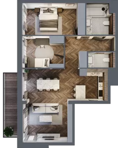 3 pokoje, mieszkanie 70,61 m², piętro 3, oferta nr 1/3/M8, Lechicka 65, Poznań, Piątkowo, ul. Lechicka 65