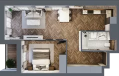 2 pokoje, mieszkanie 48,74 m², piętro 1, oferta nr 2.1/1/M3, Lechicka 65, Poznań, Piątkowo, ul. Lechicka 65
