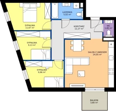 4 pokoje, mieszkanie 73,95 m², piętro 3, oferta nr C.3.2, Brylantowa Enklawa, Siemianowice Śląskie, Bytków, ul. Brylantowa