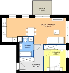 2 pokoje, mieszkanie 50,57 m², piętro 3, oferta nr C.3.4, Brylantowa Enklawa, Siemianowice Śląskie, Bytków, ul. Brylantowa