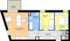 3 pokoje, mieszkanie 61,18 m², piętro 2, oferta nr C.2.3, Brylantowa Enklawa, Siemianowice Śląskie, Bytków, ul. Brylantowa