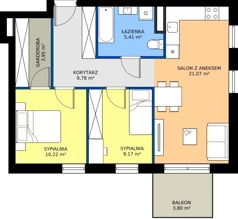 3 pokoje, mieszkanie 59,60 m², piętro 3, oferta nr C.3.1, Brylantowa Enklawa, Siemianowice Śląskie, Bytków, ul. Brylantowa