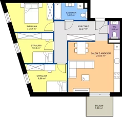 4 pokoje, mieszkanie 73,95 m², piętro 2, oferta nr C.2.2, Brylantowa Enklawa, Siemianowice Śląskie, Bytków, ul. Brylantowa