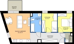 3 pokoje, mieszkanie 61,18 m², piętro 1, oferta nr C.1.3, Brylantowa Enklawa, Siemianowice Śląskie, Bytków, ul. Brylantowa