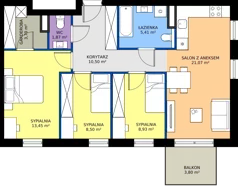 4 pokoje, mieszkanie 73,43 m², piętro 1, oferta nr C.1.1, Brylantowa Enklawa, Siemianowice Śląskie, Bytków, ul. Brylantowa