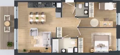 3 pokoje, mieszkanie 63,43 m², piętro 1, oferta nr A.2.2.01, Botanika Skierniewice, Skierniewice, Aleja Macieja Rataja 18