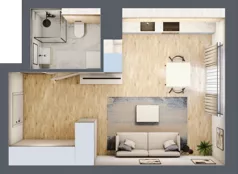 1 pokój, mieszkanie 32,46 m², piętro 1, oferta nr A.2.2.10, Botanika Skierniewice, Skierniewice, Aleja Macieja Rataja 18