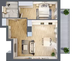 2 pokoje, mieszkanie 54,83 m², piętro 2, oferta nr A.2.3.08, Botanika Skierniewice, Skierniewice, Aleja Macieja Rataja 18