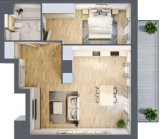 2 pokoje, mieszkanie 54,83 m², piętro 1, oferta nr A.2.2.08, Botanika Skierniewice, Skierniewice, Aleja Macieja Rataja 18