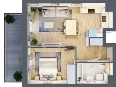 2 pokoje, mieszkanie 42,38 m², piętro 2, oferta nr A.2.3.06, Botanika Skierniewice, Skierniewice, Aleja Macieja Rataja 18