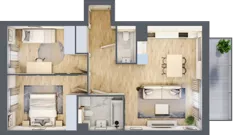 3 pokoje, mieszkanie 65,18 m², piętro 2, oferta nr A.3.3.09, Botanika Skierniewice, Skierniewice, Aleja Macieja Rataja 18