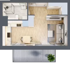 1 pokój, mieszkanie 30,61 m², piętro 1, oferta nr A.1.2.03, Botanika Skierniewice, Skierniewice, Aleja Macieja Rataja 18