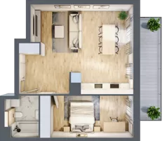 2 pokoje, mieszkanie 54,44 m², piętro 1, oferta nr A.3.2.03, Botanika Skierniewice, Skierniewice, Aleja Macieja Rataja 18