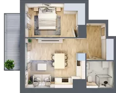 2 pokoje, mieszkanie 43,06 m², piętro 5, oferta nr A.2.6.01, Botanika Skierniewice, Skierniewice, Aleja Macieja Rataja 18