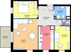 3 pokoje, mieszkanie 69,69 m², piętro 2, oferta nr 52, Osiedle Kasprowicza, Pruszcz Gdański, ul. Kasprowicza