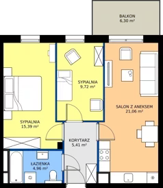 3 pokoje, mieszkanie 56,54 m², parter, oferta nr 7, Osiedle Kasprowicza, Pruszcz Gdański, ul. Kasprowicza