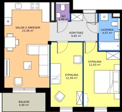 3 pokoje, mieszkanie 61,58 m², parter, oferta nr 5, Osiedle Kasprowicza, Pruszcz Gdański, ul. Kasprowicza