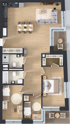 4 pokoje, mieszkanie 90,71 m², piętro 1, oferta nr A.2, Apartamenty Dębowa, Łódź, Górna, Górniak, ul. Dębowa 1