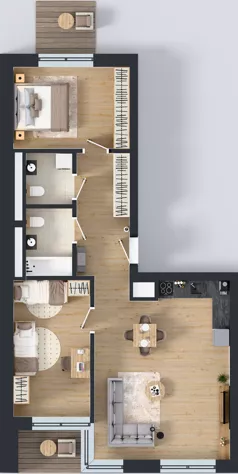 3 pokoje, mieszkanie 74,71 m², piętro 1, oferta nr B.48, Apartamenty Dębowa, Łódź, Górna, Górniak, ul. Dębowa 1