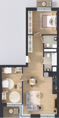 3 pokoje, mieszkanie 72,73 m², piętro 1, oferta nr C.89, Apartamenty Dębowa, Łódź, Górna, Górniak, ul. Dębowa 1