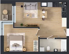 2 pokoje, mieszkanie 42,55 m², piętro 2, oferta nr C.94, Apartamenty Dębowa, Łódź, Górna, Górniak, ul. Dębowa 1